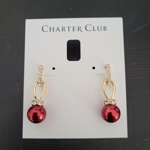 Charter Club Red and Gold Earrings